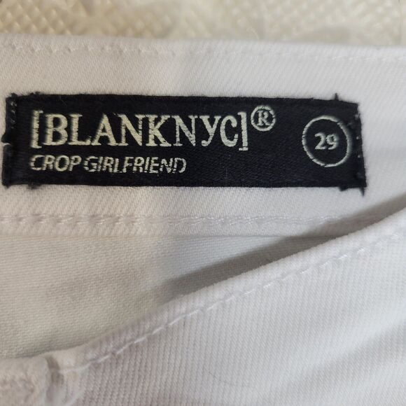 Blank NYC Jeans Womens 29 Crop Girlfriend White Distressed Fringe Hem Vacation - Picture 7 of 11